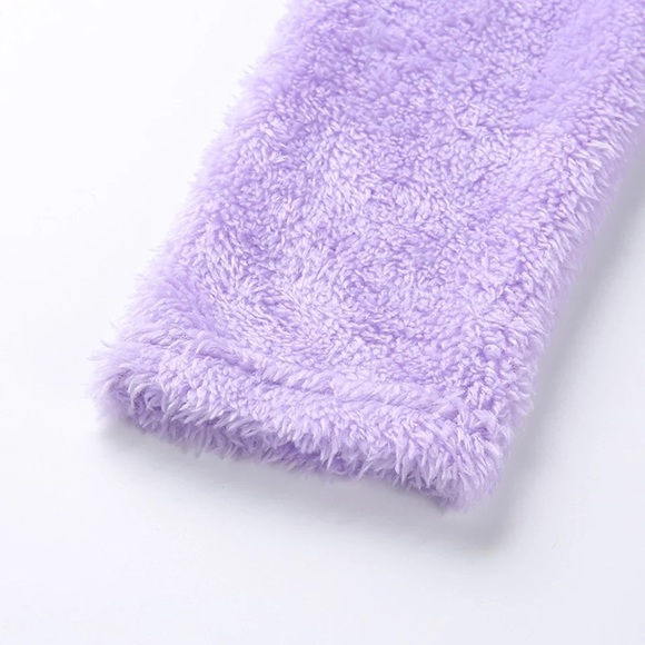 Purple fluffy off one shoulder crop top - Picture 3 of 3